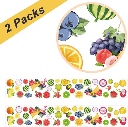 2Pcs Summer Fruit Table Runner Banana Orange Lemon Grape Lychee Watermelon Blueberry Berry Sweet Baby Shower Birthday Party Favors Supplies Decorations Fruitful Table Cloth
