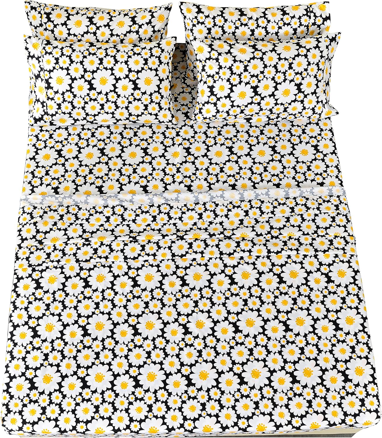 Ultra-Soft Microfiber Sheet Set - Double Brushed - Wrinkle and Stain Resistance - Fit 14 inches Deep Pocket - 4 Pieces Set (Twin, Yellow Daisies)