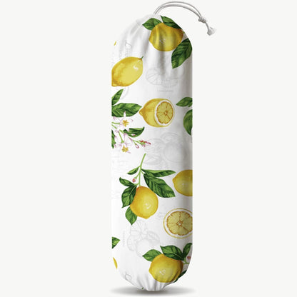 Lemon Plastic Bag Holder, Lemon Fabric Grocery Bag Dispenser, Wall Mount Washable Shopping Bags Carrierfor Home Kitchen, Housewarming Gift, Kitchen Pattern Garbage Bags 62