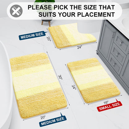 Microfiber Bathroom Rugs, Shaggy Soft and Absorbent Bath Rug, Thick Plush Machine Washable Dry Bath Mats for Bathroom, Tub and Shower, 47x24, Light Yellow, Rectangular