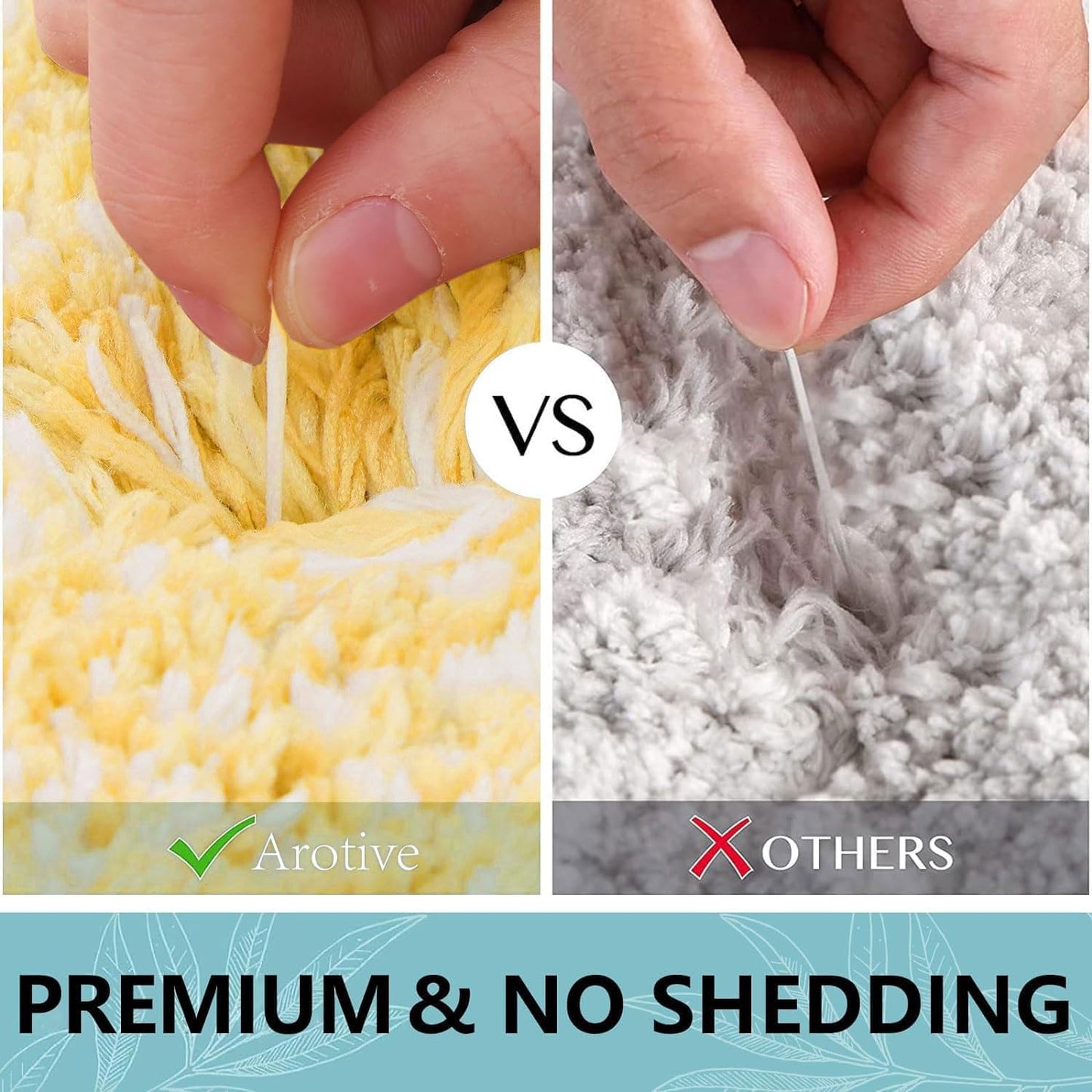Microfiber Bathroom Rugs, Shaggy Soft and Absorbent Bath Rug, Thick Plush Machine Washable Dry Bath Mats for Bathroom, Tub and Shower, 47x24, Light Yellow, Rectangular