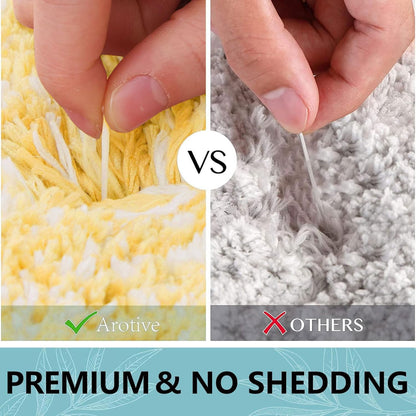 Microfiber Bathroom Rugs, Shaggy Soft and Absorbent Bath Rug, Thick Plush Machine Washable Dry Bath Mats for Bathroom, Tub and Shower, 47x24, Light Yellow, Rectangular