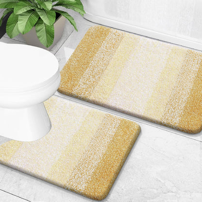 Bathroom Rug Set 2 Piece, Soft Absorbent Microfiber Bath Mats and U-Shaped Contour Toilet Rug, Non-Slip, Machine Wash Dry, Plush Shaggy Bath Mats for Bathroom (30"x20"+24"x20", Light Yellow)