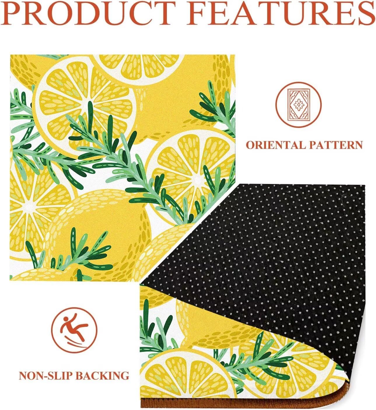 6Ft Lemon Round Rug Yellow Circle Rugs for Bedroom Dorm Living Room Lemon Tree Area Rug Floor Mat Pad Doormat Carpet, 6'X6'(180x180cm)