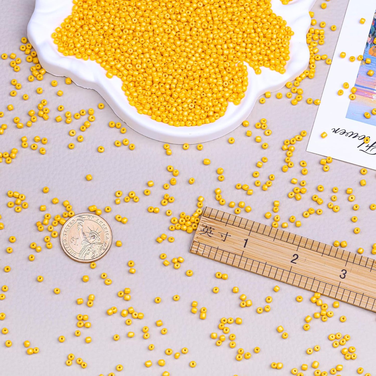 8/0 Glass Seed Beads Bulk, Orange-Yellow 3mm Tiny Round Craft Seed Bead, Small Mini Pony Beads for Jewelry Making Bracelet Necklace Wrist Beading Weaving Supplies, 2500pcs
