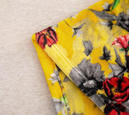 DaDa Bedding Tropical Farmhouse Hummingbird Throw Blanket - Rustic Yellow Fleece Bright Super Soft Faux Mink - Cozy & Lightweight - 63" x 90