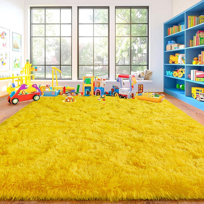 Area Rugs for Living Room, Soft Shaggy Carpets for Living Room, Fuzzy Rugs for Kids' Room, Perfect Decor for Modern Home Yellow 5x7 Feet