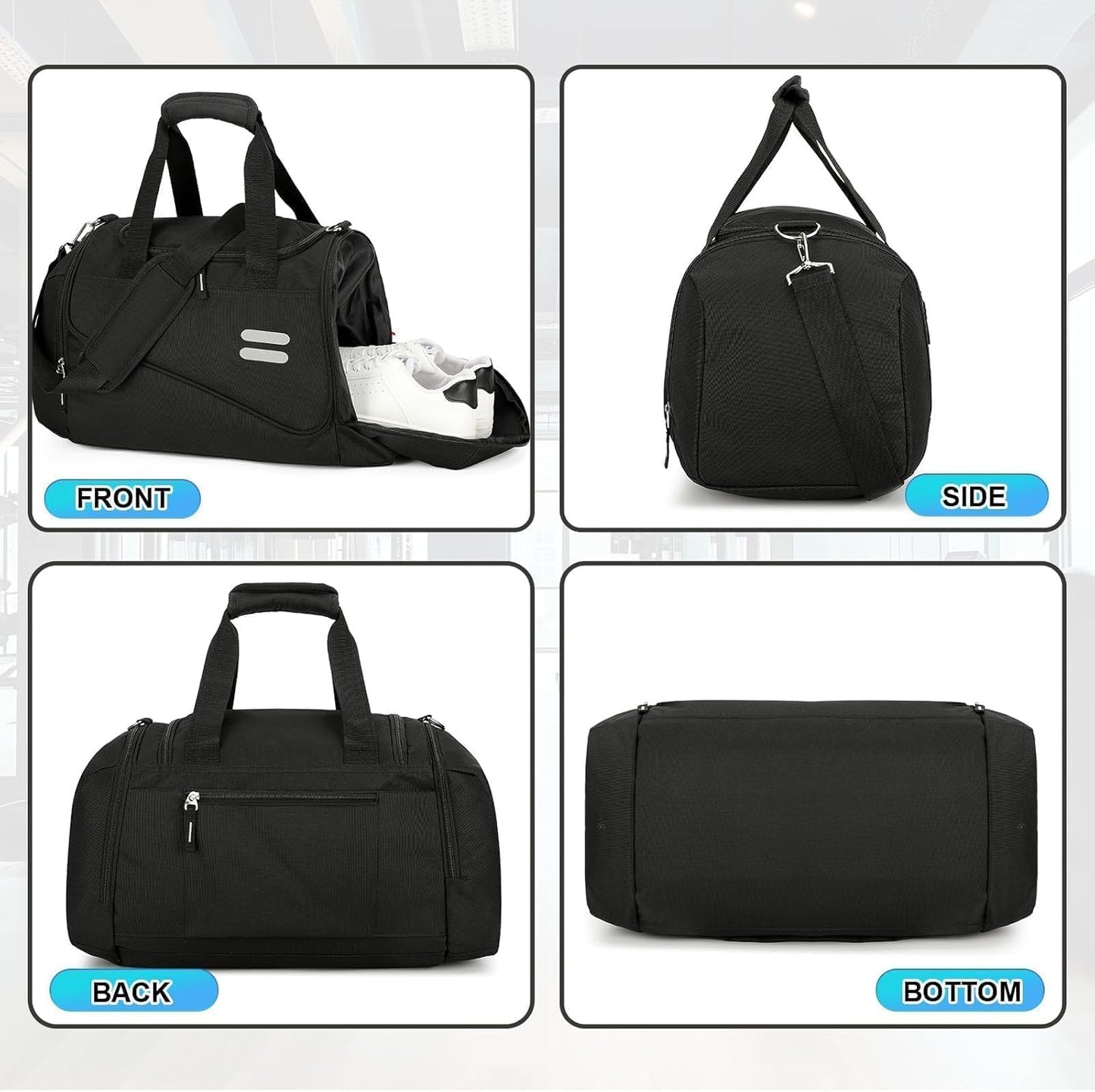 Gym Bag for Men & Women - 35L Duffel Bag with Shoe Compartment, Weekender Water Resistant Sports Duffle Bag for Travel, Fitness & Workouts, Medium