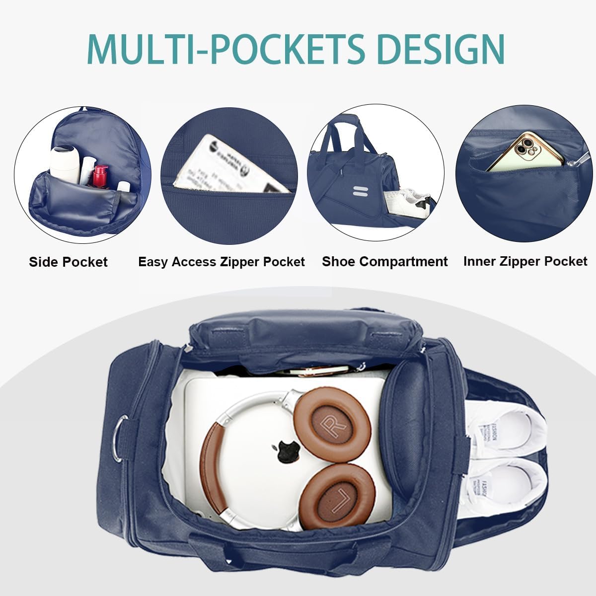 Gym Bag for Men & Women - 35L Duffel Bag with Shoe Compartment, Weekender Water Resistant Sports Duffle Bag for Travel, Fitness & Workouts, Medium