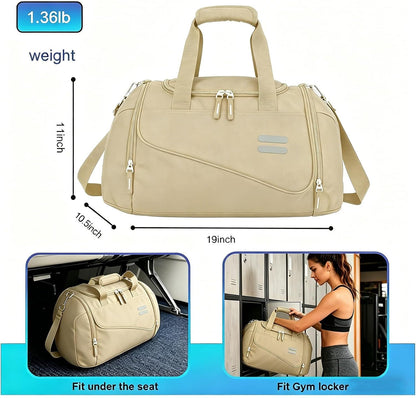 Gym Bag for Men & Women - 35L Duffel Bag with Shoe Compartment, Weekender Water Resistant Sports Duffle Bag for Travel, Fitness & Workouts, Medium