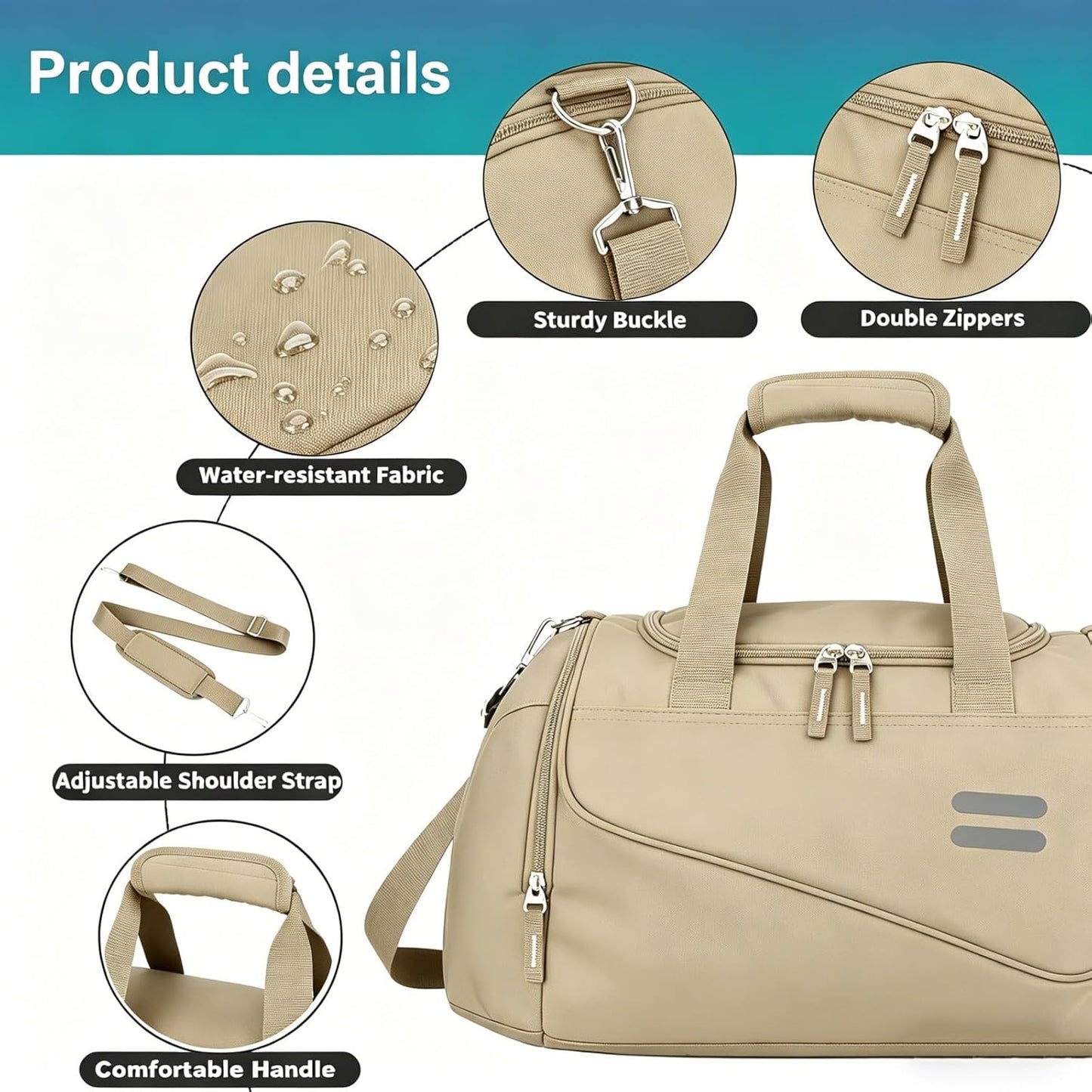 Gym Bag for Men & Women - 35L Duffel Bag with Shoe Compartment, Weekender Water Resistant Sports Duffle Bag for Travel, Fitness & Workouts, Medium
