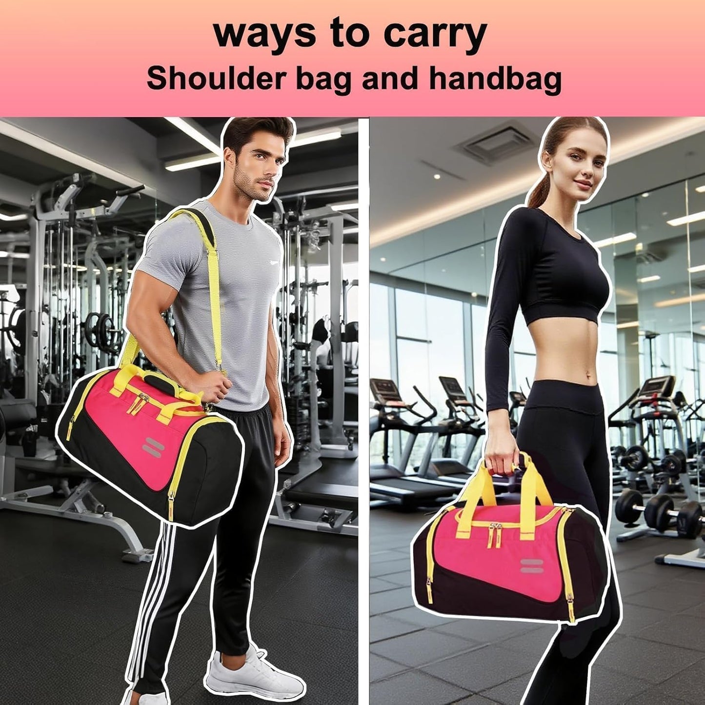 Gym Bag for Men & Women - 35L Duffel Bag with Shoe Compartment, Weekender Water Resistant Sports Duffle Bag for Travel, Fitness & Workouts, Medium