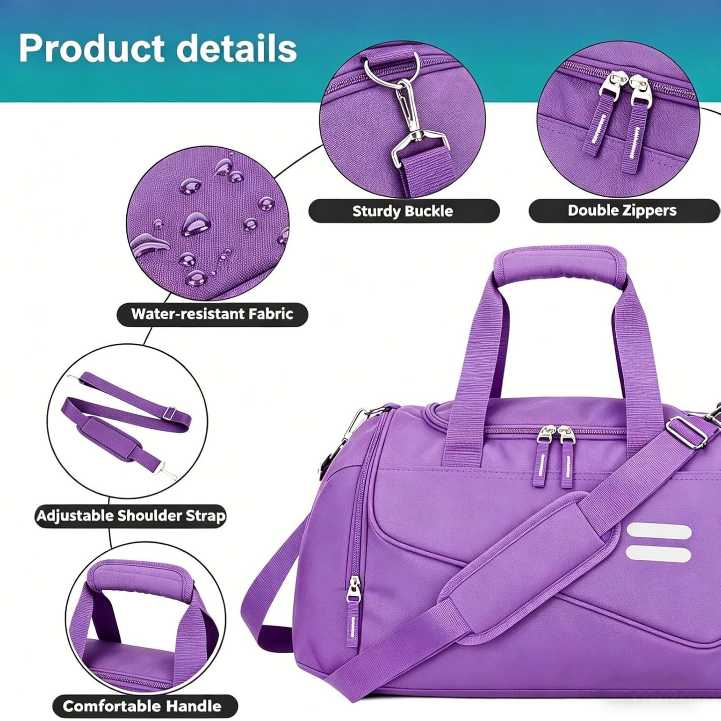 Gym Bag for Men & Women - 35L Duffel Bag with Shoe Compartment, Weekender Water Resistant Sports Duffle Bag for Travel, Fitness & Workouts, Medium