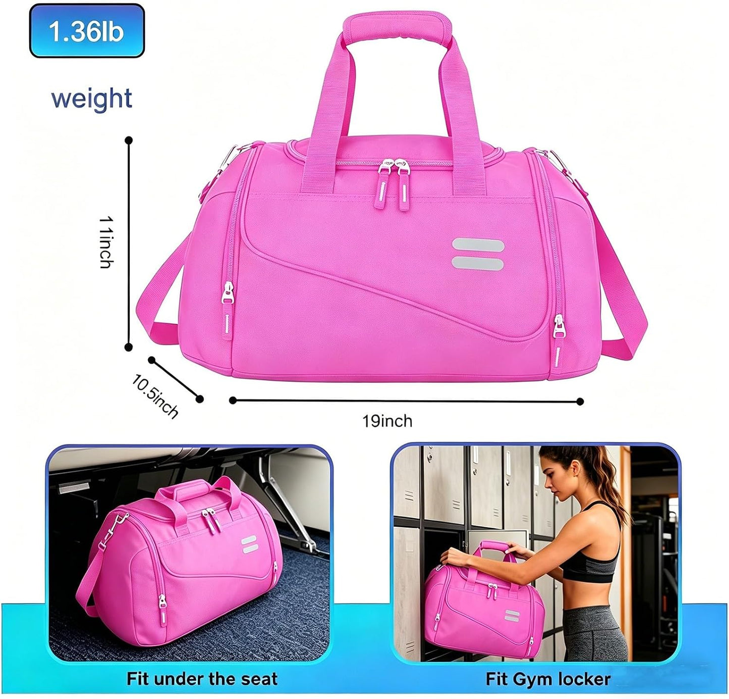 Gym Bag for Men & Women - 35L Duffel Bag with Shoe Compartment, Weekender Water Resistant Sports Duffle Bag for Travel, Fitness & Workouts, Medium