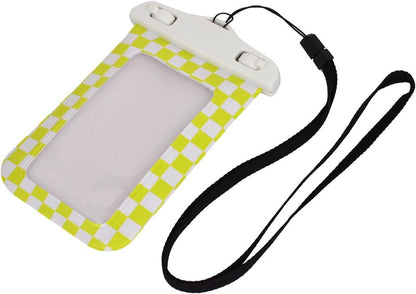 Cell Phone Grid Print Waterproof Dry Bag Cover Pouch Holder Yellow