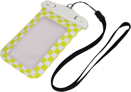 Cell Phone Grid Print Waterproof Dry Bag Cover Pouch Holder Yellow