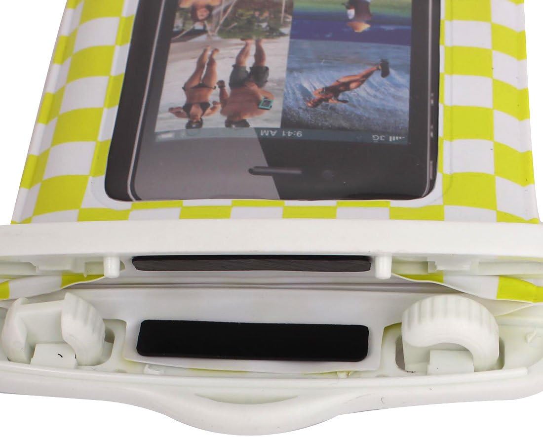 Cell Phone Grid Print Waterproof Dry Bag Cover Pouch Holder Yellow