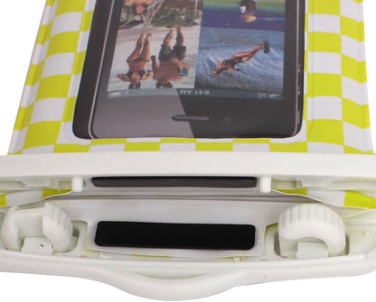 Cell Phone Grid Print Waterproof Dry Bag Cover Pouch Holder Yellow