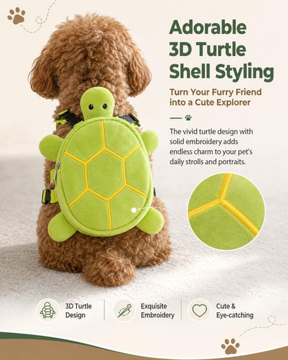 Cute Turtle Design Backpack for Pets,Cute Turtle Dog Backpack Harness,Pet Traction Chest Bag Animal Carrier for Traveling，Yellow