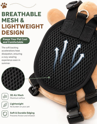 Cute Turtle Design Backpack for Pets,Cute Turtle Dog Backpack Harness,Pet Traction Chest Bag Animal Carrier for Traveling，Yellow