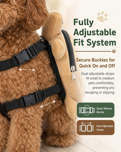 Cute Turtle Design Backpack for Pets,Cute Turtle Dog Backpack Harness,Pet Traction Chest Bag Animal Carrier for Traveling，Yellow