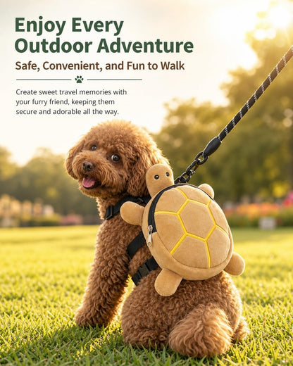 Cute Turtle Design Backpack for Pets,Cute Turtle Dog Backpack Harness,Pet Traction Chest Bag Animal Carrier for Traveling，Yellow