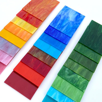 24 Sheets Vibrant Stained Glass Variety Pack – 6 x 4 Inch Tiffany Style Opaque Art Glass for Mosaic & DIY Crafts