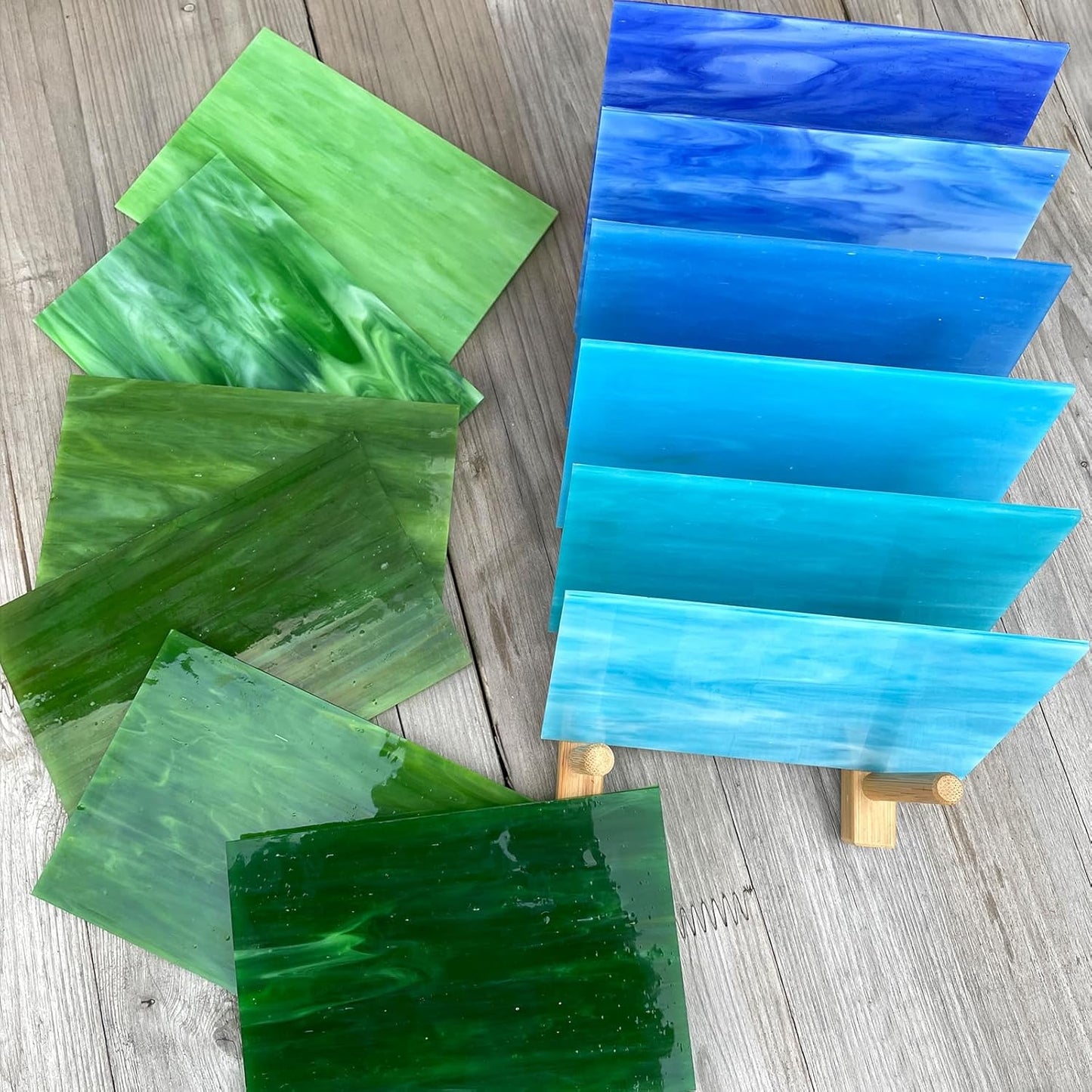 24 Sheets Vibrant Stained Glass Variety Pack – 6 x 4 Inch Tiffany Style Opaque Art Glass for Mosaic & DIY Crafts