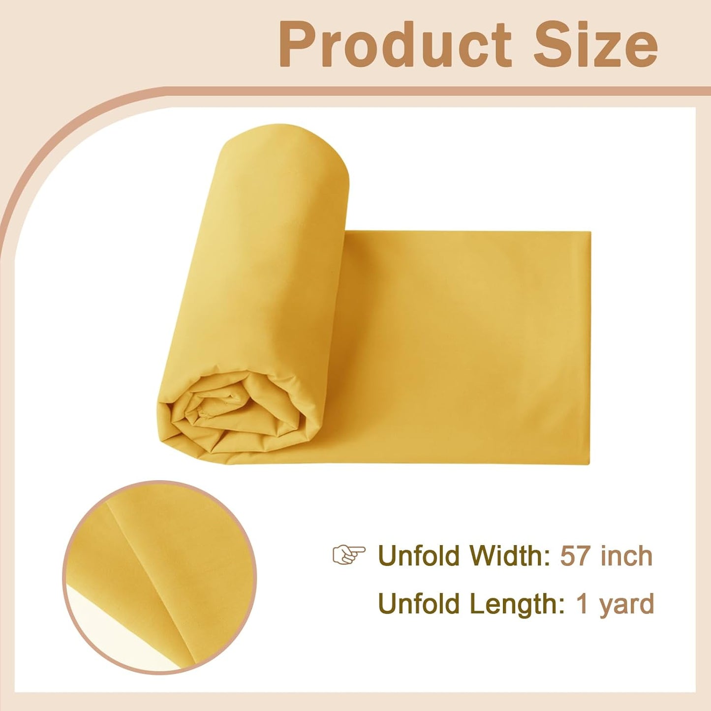 Cotton Polyester Broadcloth Fabric 57" Wide by The Yard Soft, Lightweight & Breathable Material for Sewing, Lining, Curtains, Bedding & DIY Projects (Yellow, 1 Yard)