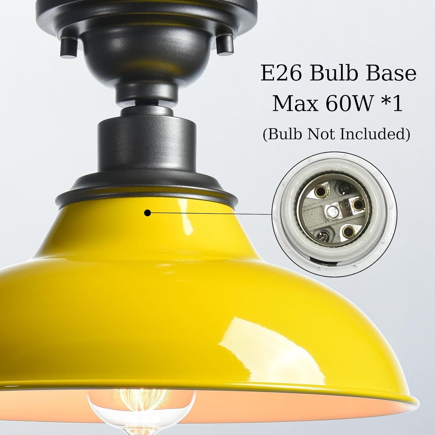 Macaron Semi Flush Mount Barn Ceiling Light | 12-Inch Nodic Hallway Light Fixtures Farmhouse Bronze and Yellow Ceiling Lamp for Bedroom Entryway Staircase Kitchen