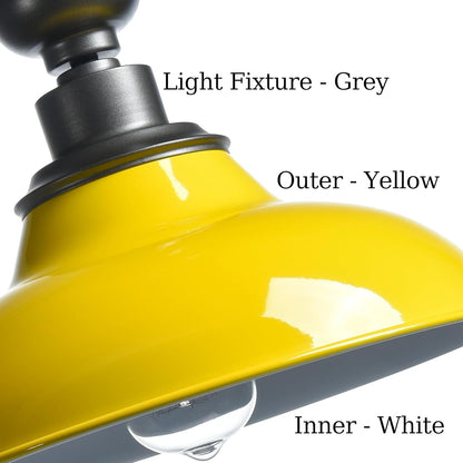 Macaron Semi Flush Mount Barn Ceiling Light | 12-Inch Nodic Hallway Light Fixtures Farmhouse Bronze and Yellow Ceiling Lamp for Bedroom Entryway Staircase Kitchen
