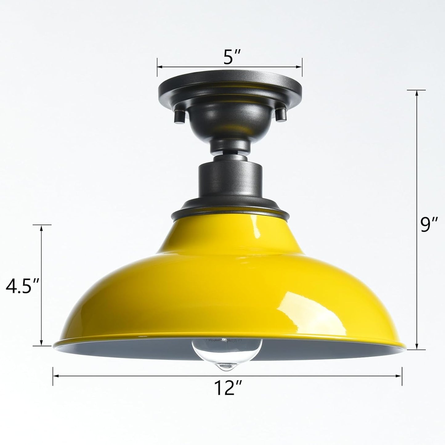 Macaron Semi Flush Mount Barn Ceiling Light | 12-Inch Nodic Hallway Light Fixtures Farmhouse Bronze and Yellow Ceiling Lamp for Bedroom Entryway Staircase Kitchen