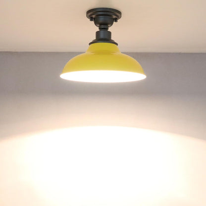 Macaron Semi Flush Mount Barn Ceiling Light | 12-Inch Nodic Hallway Light Fixtures Farmhouse Bronze and Yellow Ceiling Lamp for Bedroom Entryway Staircase Kitchen