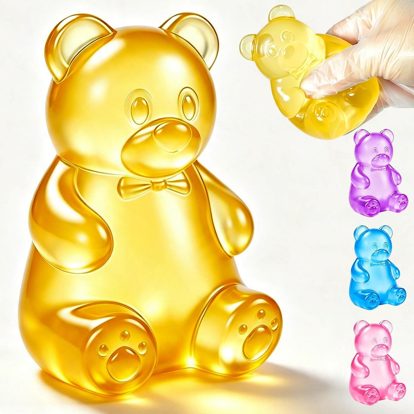 Bear Squishy Toy, Slow Rising Stress Relief Sugar Squeeze Toy for Kids & Adults, High Density Sensory Stress Balls, Stocking Stuffers, Birthday Party Favors, Anxiety Relief Toys for Boys Girls(yellow)