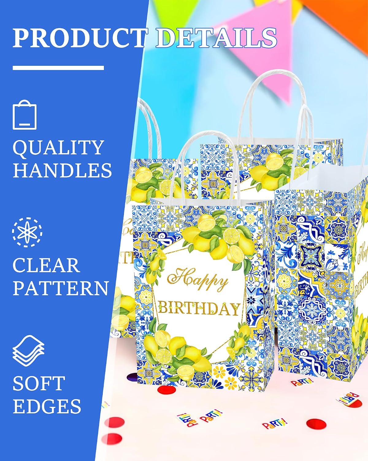 16 Pcs Lemon Birthday Party Favor Gift Goodie Bags for Capri Lemon Amalfi Coast Party Decorations