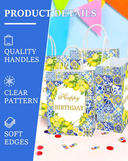 16 Pcs Lemon Birthday Party Favor Gift Goodie Bags for Capri Lemon Amalfi Coast Party Decorations