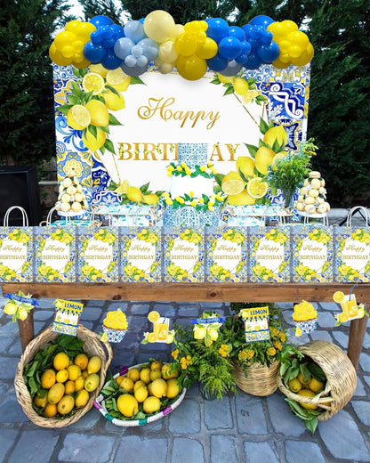 16 Pcs Lemon Birthday Party Favor Gift Goodie Bags for Capri Lemon Amalfi Coast Party Decorations