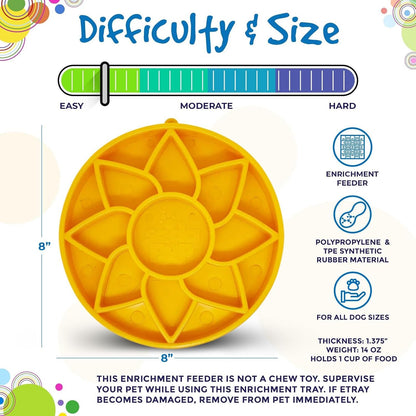 Sunflower Softie eTray – Durable Enrichment Feeder Made in USA from Non-Toxic, Pet-Safe, Food Safe Material for Mental Stimulation, Calming, Slowing Down Eating, Healthy Digestion, & More