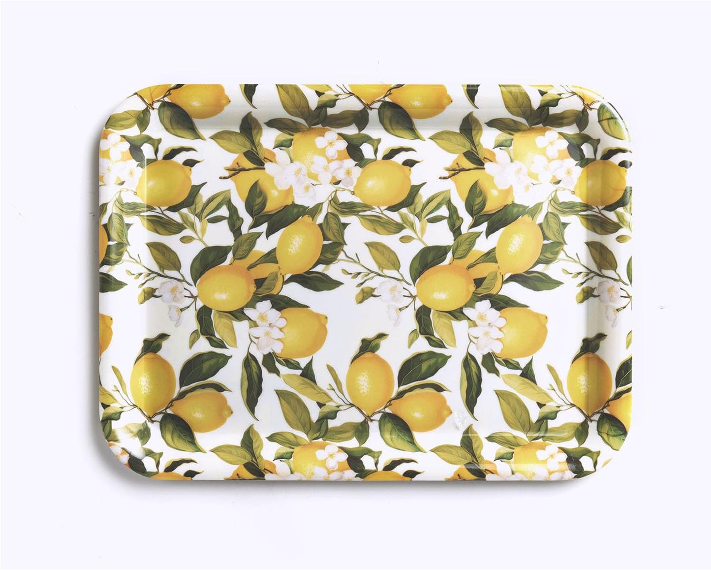 Serving Trays, 12.9 x 9.6 inch Rectangular Plastic Tray for Restaurant, Kitchen,Yellow Lemons On A Light Background