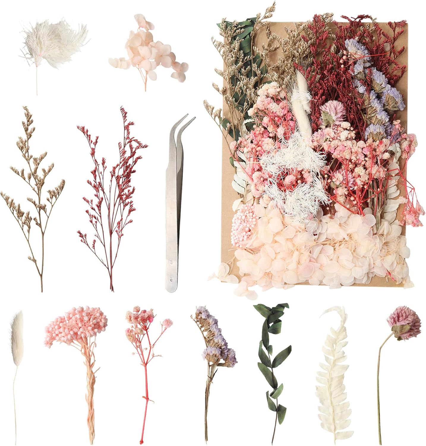 1 Pack Real Dried Flowers, Natural Dry Flowers Mixed, Pressed Flower for Crafts, Small Dried Flower for Resin, Candle Making(Color 1)
