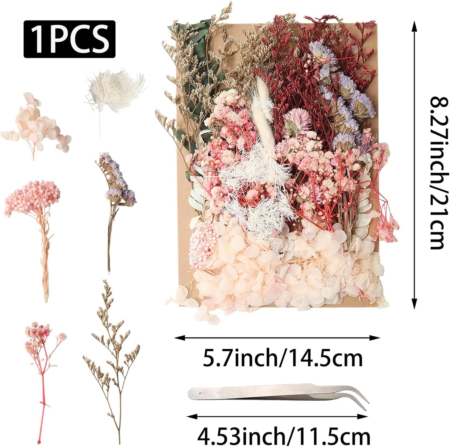 1 Pack Real Dried Flowers, Natural Dry Flowers Mixed, Pressed Flower for Crafts, Small Dried Flower for Resin, Candle Making(Color 1)