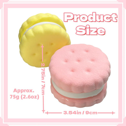 3.5 Inch Slow Rising Squishy Toys, Super Soft Cookie-Shaped Slow Rising Squishies, 3 Layers Realistic Sandwich Cookie Squeeze Toy, Food Squishies for Decompression Stress Relief (Yellow)