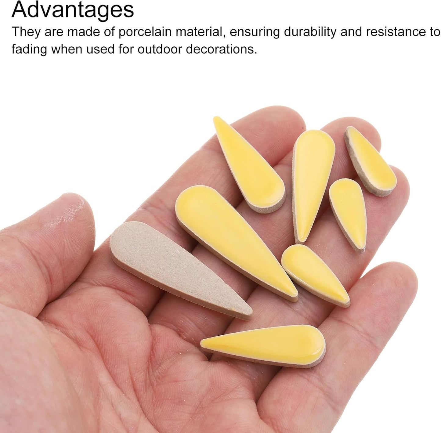 Petal Mosaic Tiles for Crafts 100g Tear Drop Porcelain Mosaic Tiles for Mosaic Art Projects and Outdoor Decorations Yellow