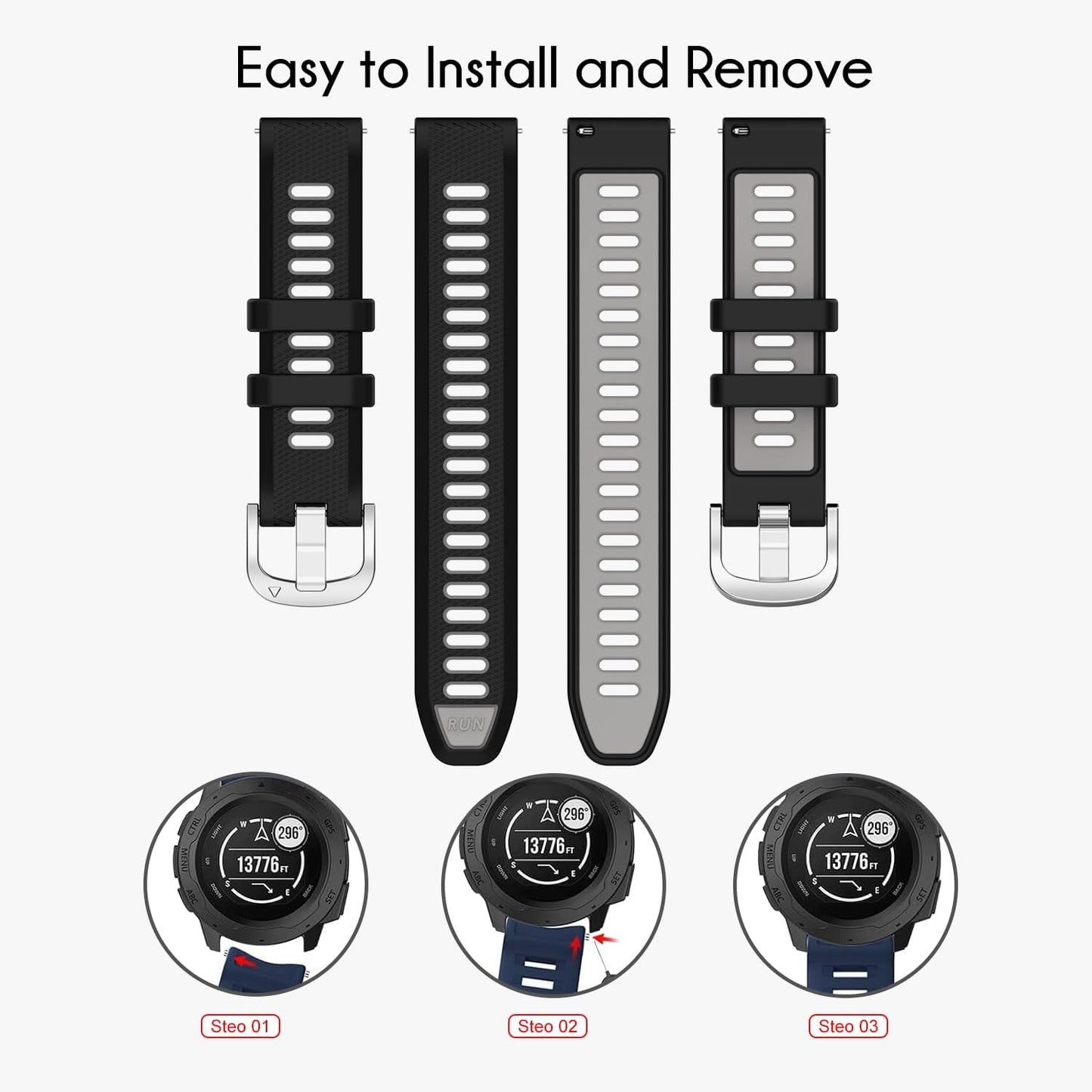 for Garmin Venu 3S Bands,18mm Double Color Soft Silicone Replacement Strap for Garmin Forerunner 265S 255S/Vivoactive 4S