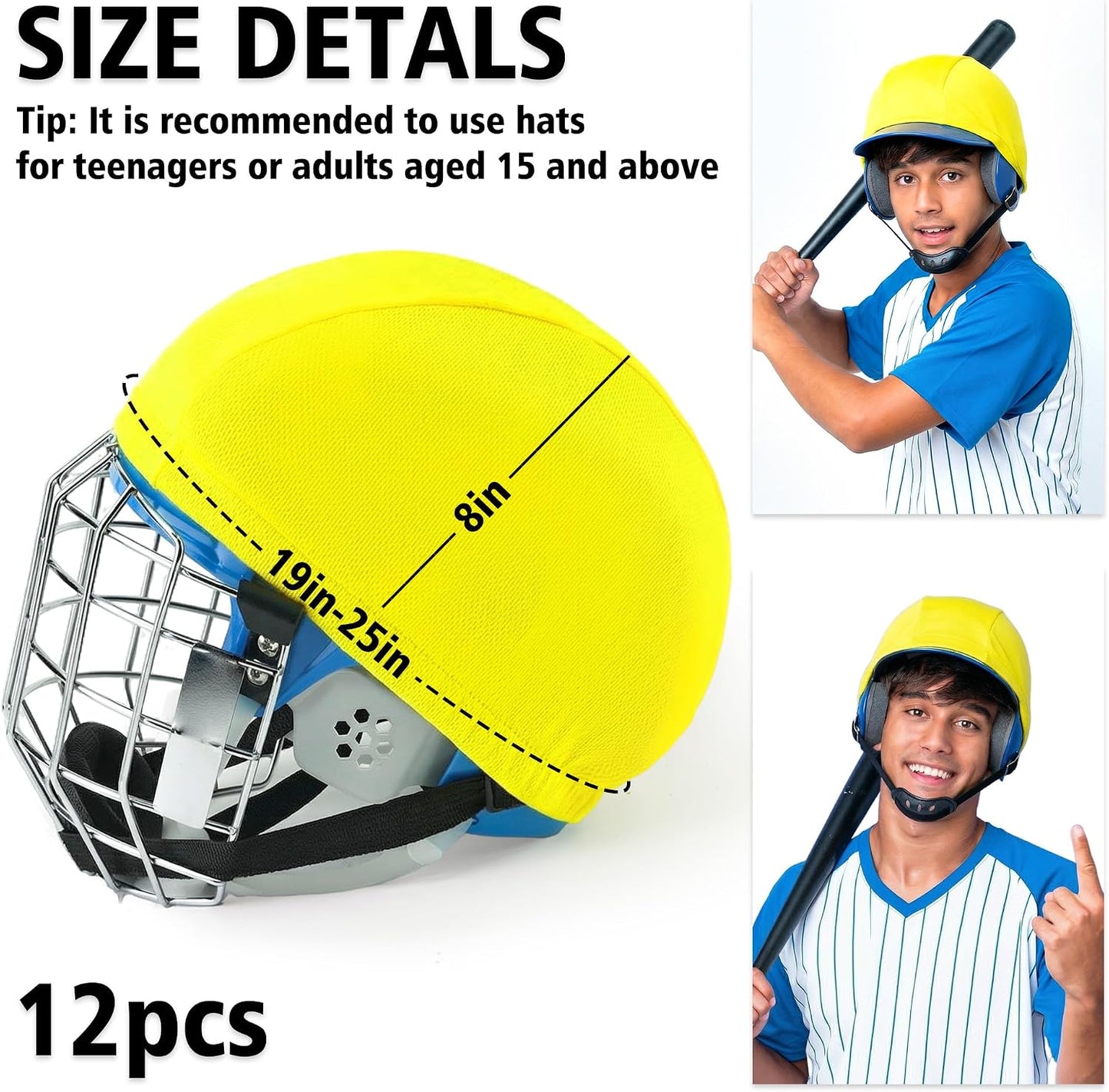 12Pcs Football Helmet Covers Bright Colors Scrimmage Helmet Cap with Anti Slip Strips for Youth Adult Football Practice Hockey Lacrosse Training Accessories
