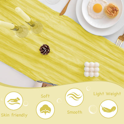 10 Pack Yellow Table Runner 21x120 Inch Light Yellow Cheesecloth Table Runner 10FT Boho Gauze Table Runner Long Cheese Cloth Table Runner Semi Sheer Runners for Wedding Bridal Baby Shower Party