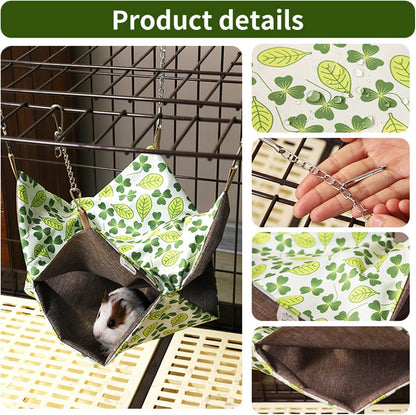 Guinea Pig Bunk Hammock Hamsters Bed Rabbit Hideout Breathable Washable Comfortable Large Opening Cage Accessories Small Pet Bed 3 Sizes for Ferret Sugar Glider (Yellow, Small)