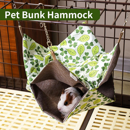 Guinea Pig Bunk Hammock Hamsters Bed Rabbit Hideout Breathable Washable Comfortable Large Opening Cage Accessories Small Pet Bed 3 Sizes for Ferret Sugar Glider (Yellow, Small)