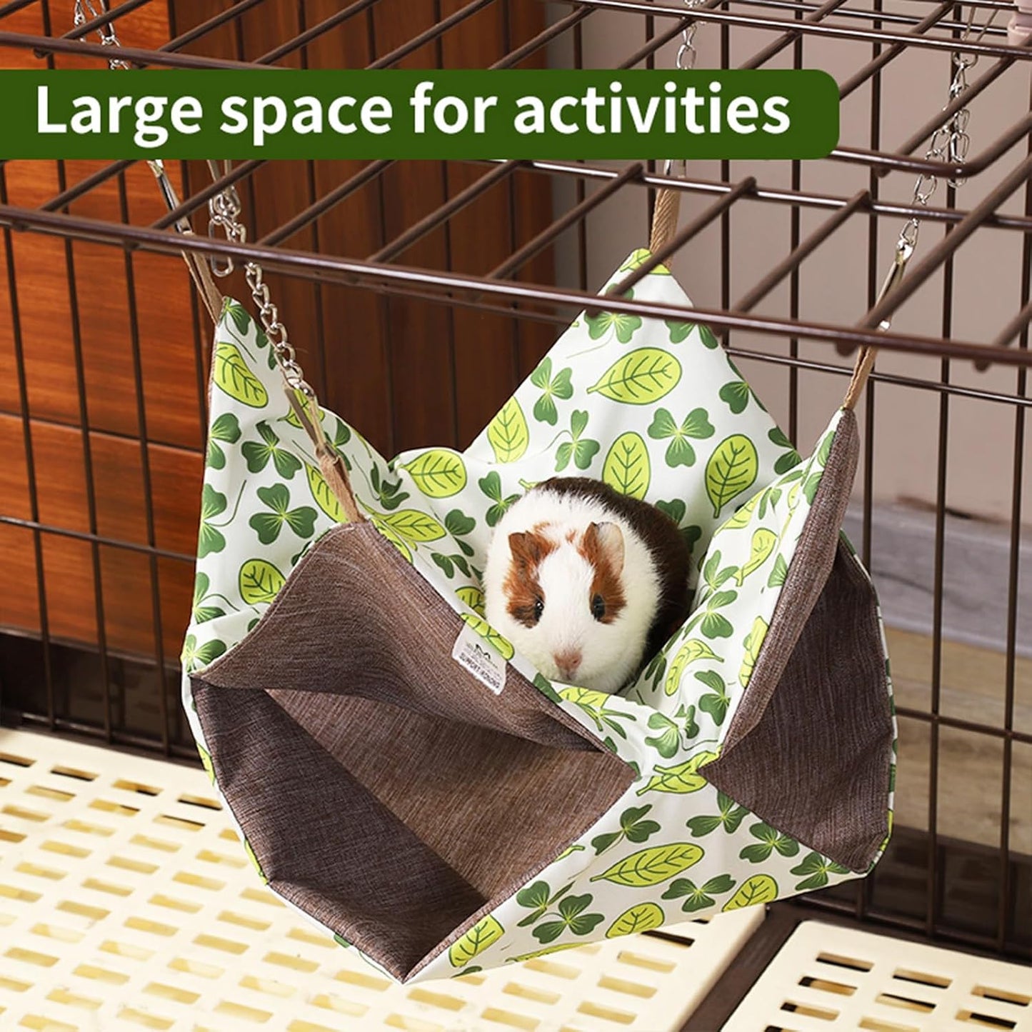 Guinea Pig Bunk Hammock Hamsters Bed Rabbit Hideout Breathable Washable Comfortable Large Opening Cage Accessories Small Pet Bed 3 Sizes for Ferret Sugar Glider (Yellow, Small)