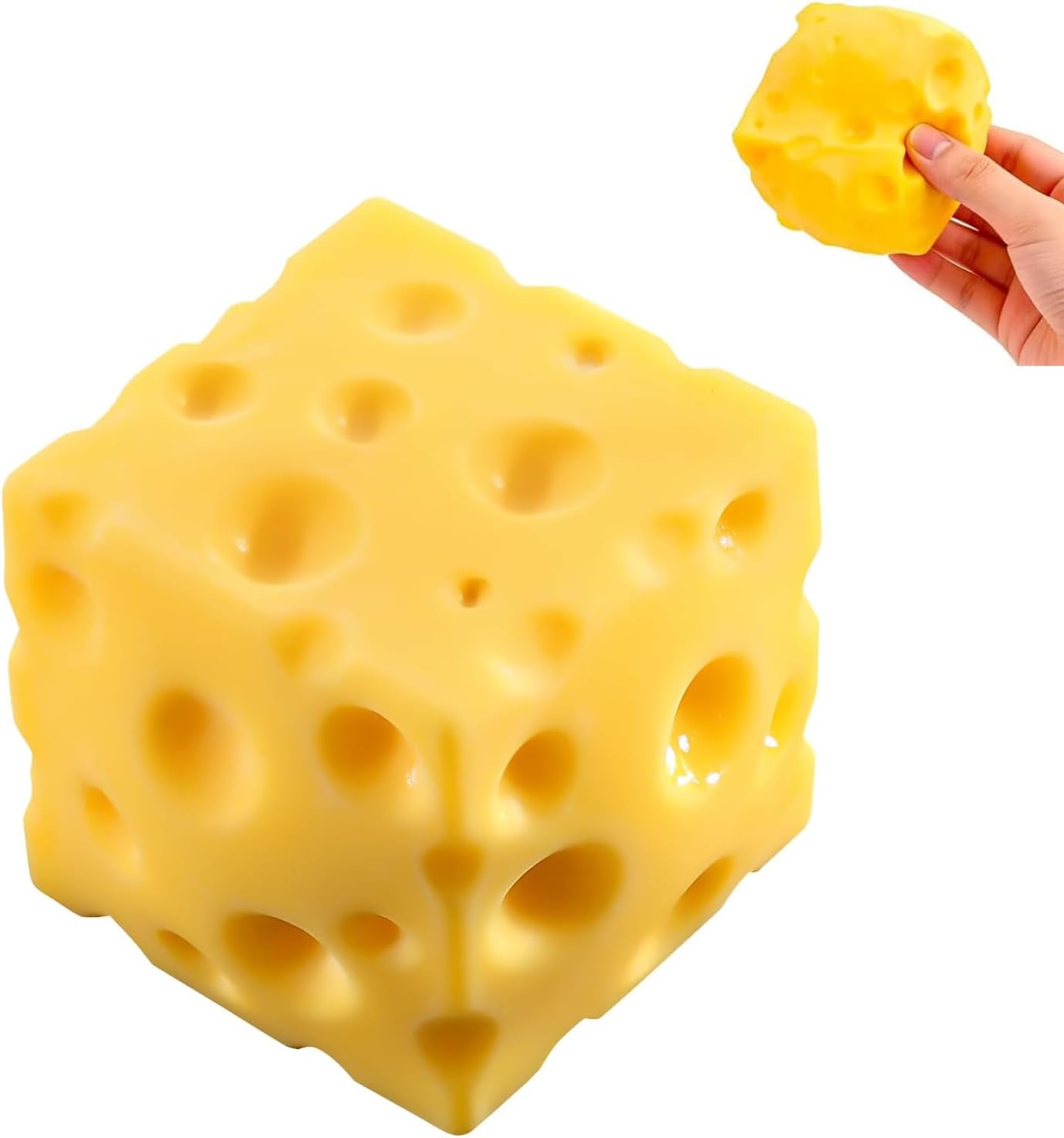 Cheese Squishy Toys, 2.8 Inch Yellow Cheese Squeeze Toy, Slow Rising Soft Cube Block of Cheese Squishy Sensory Fidget Toy Relieves Stress for Adults Office Travel Gifts Party Holiday (2.8 Inch)